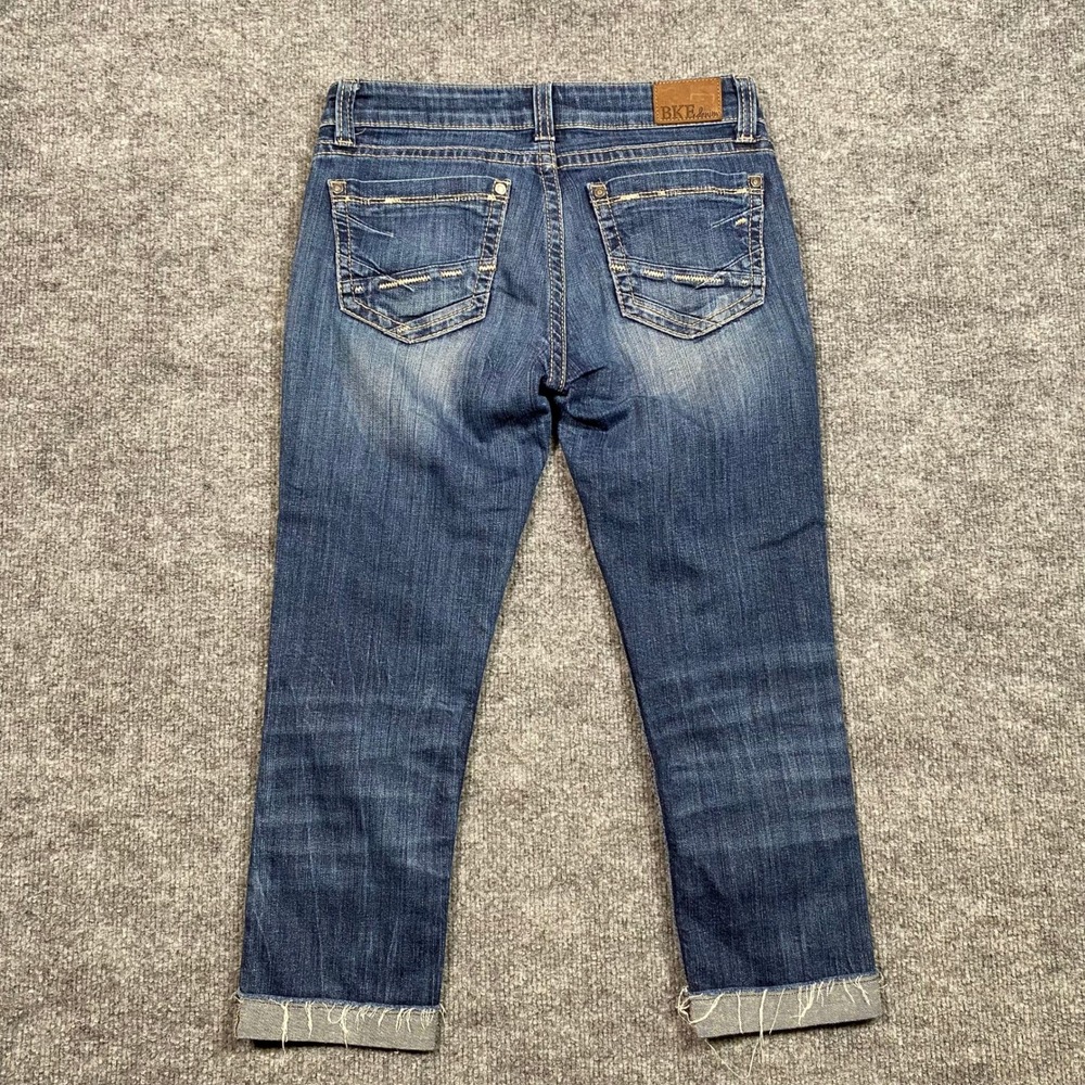 BKE Denim Sabrina Ankle Skinny Stretch Jeans Medium Wash Raw‎ Hem Womens 25